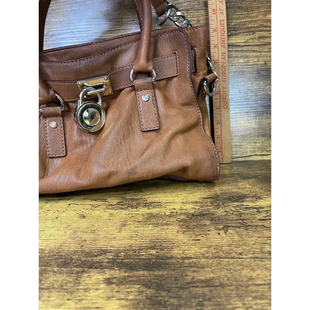 Michael‎ Kors Womens Brown Leather Inner Pockets Bottom Studs Satchel Bag